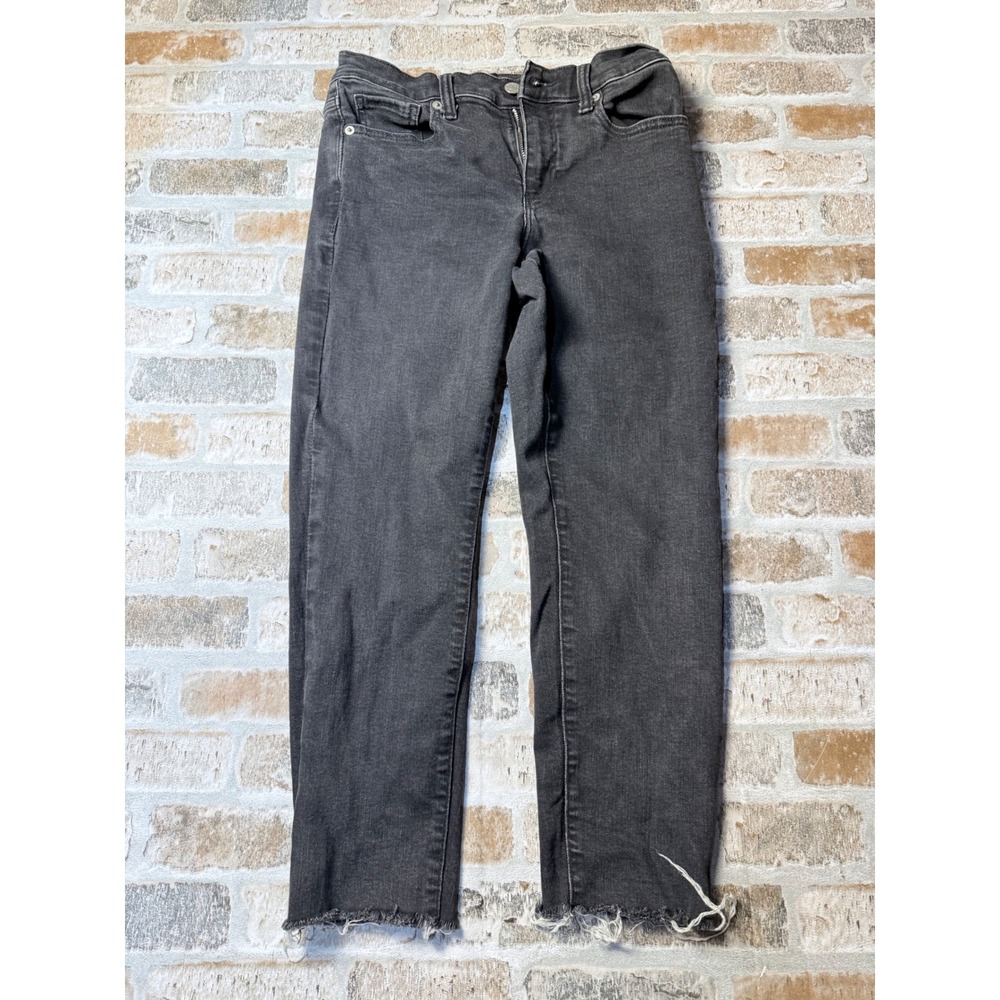 Banana Republic Skinny Mid-Rise Jeansโ Gray Raw Hem Petite 27/4P Stretch Denim